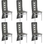 Chaises en cuir gris foncé laquées en cuir synthétique en lot de 6 modernes 