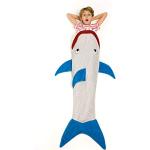 Kanguru Shark Couverture Polaire en Forme de Requin Enfant Fille, Cadeau Anniversaire Femme, Plaid Polaire, Couverture Enfant,Plaid canape, Sac de Couchage Enfant, Bleu, 50 x 142 cm