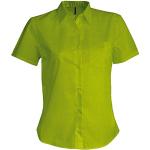 Chemises Kariban vert lime en popeline à manches courtes à manches courtes Taille L pour femme en promo 
