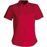 Chemises Kariban rouges en popeline à manches courtes à manches courtes Taille XS pour femme en promo 