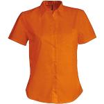 Chemises Kariban orange en popeline à manches courtes à manches courtes Taille S pour femme en promo 