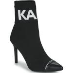 Bottines Karl Lagerfeld noires en cuir en cuir Pointure 41 avec un talon de plus de 9cm pour femme en promo 