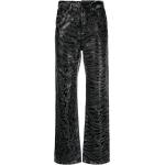 Jeans droits Karl Lagerfeld noirs à imprimé animal en cuir verni W28 L29 classiques pour femme 
