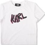 T-shirts à col rond Karl Lagerfeld blancs à sequins bio éco-responsable Taille 6 ans pour fille de la boutique en ligne Miinto.fr 