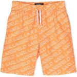 Karl Lagerfeld Kids short de bain à logo Diagonal imprimé - Orange
