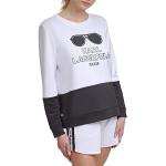 Sweats à col rond Karl Lagerfeld blancs à logo à manches longues à col rond Taille XS look color block pour femme 