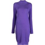 Robes de soirée longues Karl Lagerfeld violettes en viscose à strass à manches longues pour femme en promo 