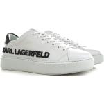Baskets à lacets Karl Lagerfeld blanches à logo en cuir à bouts ronds à lacets Pointure 44 look casual pour homme en promo 
