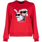 Sweats à col rond Karl Lagerfeld rouges à strass à motif lapins bio éco-responsable à col rond Taille L classiques pour femme 