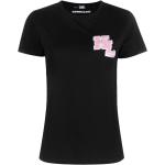 T-shirts col rond Karl Lagerfeld noirs en jersey bio éco-responsable à manches courtes à col rond pour femme 