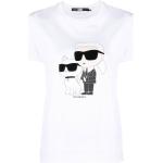 T-shirts col rond Karl Lagerfeld blancs en jersey bio éco-responsable à manches courtes à col rond pour femme 
