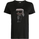 T-shirts à imprimés Karl Lagerfeld noirs en jersey bio éco-responsable à manches courtes à col rond pour femme 