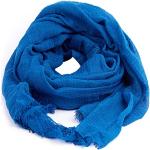 Foulards en soie d'hiver bleus à effet froissé en viscose look fashion pour femme 