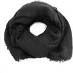Foulards en soie d'hiver noirs à effet froissé en viscose look fashion pour femme 
