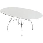Kartell Table ovale Glossy structure en acier chromé blanc LxPxH 194x120x72cm