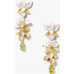 Boucles d'oreilles de créateur Kate Spade blanches en cristal à motif fleurs pour femme 