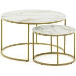 Ensemble Leonor de 2 tables d'appoint en verre blanc et acier finition dorée Ø80cm / Ø50cm - Kave Home