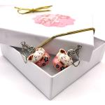 Boucles d'oreilles roses en céramique à perles Naruto Sakura Haruno look Kawaii 