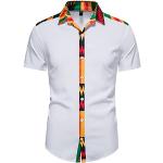 Chemises patchwork à motif Afrique à manches courtes à manches courtes Taille XL style ethnique pour homme 