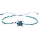KELITCH Bracelet De Perlé Abalone Shell Bracelet De Miyuki Avec Pendentif Tortue Réglable Bracelets D'amitié Bijoux (Bleu)