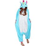 Kenmont Adulte Unisexe Anime Animal Costume Cosplay Combinaison Pyjama Licorne Nuit Vêtements Soirée de Déguisement Outfit (Taille XL: 178-188CM, Blue)
