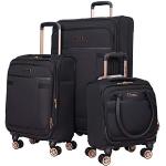 kensie Hudson Lot de 3 valises, Noir avec Or Rose, Lot de 3 valises