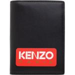 Porte-cartes en cuir de créateur Kenzo noirs 