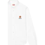 Chemises oxford de créateur Kenzo blanches en coton à motif fleurs à manches longues Taille S 