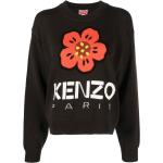 Pulls de créateur Kenzo noirs à motif fleurs à mailles bio à manches longues pour femme 