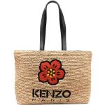 Cabas en cuir de créateur Kenzo Flower beiges tressés en cuir de veau à motif fleurs pour femme 