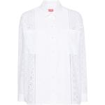 Chemises de créateur Kenzo blanches en coton mélangé avec broderie à manches longues à manches longues Taille XS classiques pour femme 