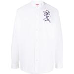 Chemises de créateur Kenzo blanches à fleurs en viscose à manches longues à manches longues pour homme 