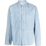 Chemises en jean de créateur Kenzo bleus clairs patchwork à manches longues classiques pour homme en promo 