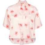 Chemises satinées de créateur Kenzo roses à fleurs en satin à manches courtes Taille XS pour femme 