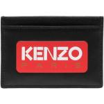 Porte-cartes en cuir de créateur Kenzo Logo noirs en cuir de veau pour homme 