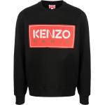 Sweats de créateur Kenzo Logo noirs en coton mélangé à manches longues à col rond pour homme 