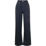 Pantalons taille haute de créateur Kenzo bleu marine à rayures W28 L29 pour femme 