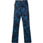 Pantalons taille haute de créateur Kenzo bleus à motif tie-dye à motif fleurs W32 L33 en promo 