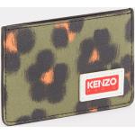 Porte-cartes en cuir de créateur Kenzo kaki à effet léopard en cuir pour homme 