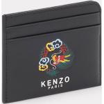 Porte-cartes en cuir de créateur Kenzo noirs en cuir pour homme 