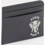 Porte-cartes en cuir de créateur Kenzo noirs en cuir à motif éléphants pour homme 