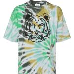 T-shirts à imprimés de créateur Kenzo verts à motif tie-dye à motif tigres à manches courtes à col rond pour homme en promo 