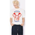 T-shirts col rond de créateur Kenzo blancs cassés en jersey à motif éléphants à manches courtes à col rond Taille M classiques pour homme 