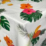 Nappes en toile cirée blanches tropicales en toile à motif palmier 
