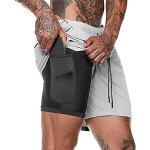 Shorts de running gris argenté respirants Taille XL look fashion pour homme en promo 