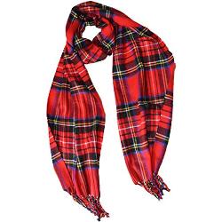 KGM Accessories – Écharpe tartan écossais en cachemire pour homme et femme Red Stuart