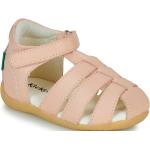 Sandales Kickers roses en cuir en cuir Pointure 24 avec un talon jusqu'à 3cm pour enfant en promo 