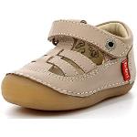 Chaussures Kickers beiges en cuir en cuir à scratchs Pointure 18 look fashion pour enfant 