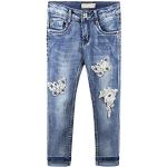 Jeans bleus en denim à perles à motif papillons look fashion pour fille de la boutique en ligne Amazon.fr 