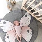Tapis ronds en coton à motif papillons diamètre 90 cm pour enfant 
